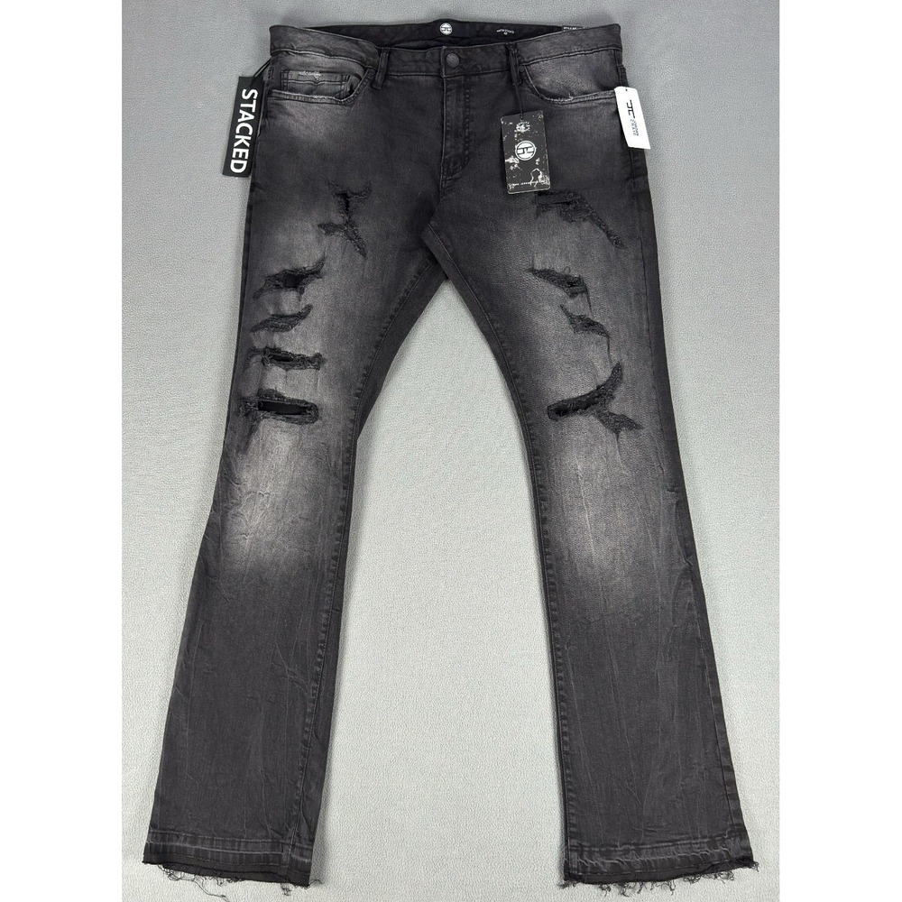 Jordan Craig Jeans Mens 40x38 Black Martin Stacked Shadow Distressed Rip New